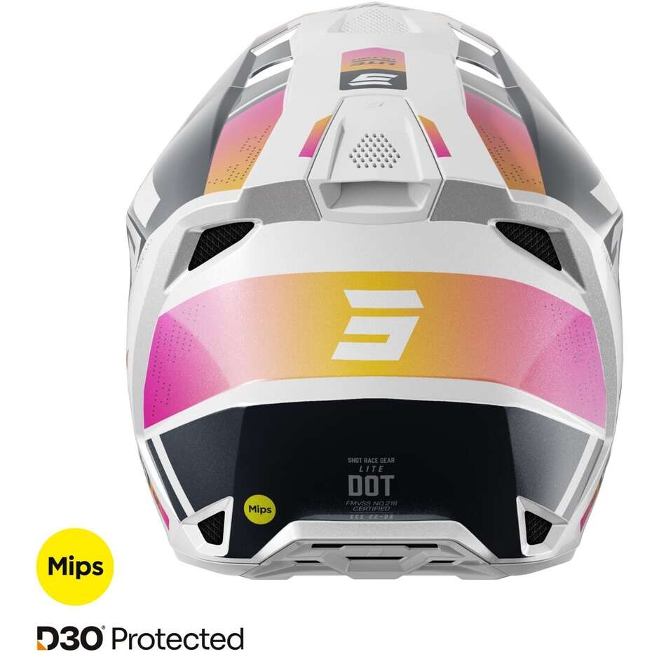 Casco Moto Cross Enduro Shot LITE ULTRA Blu Arancio Rosa Perla