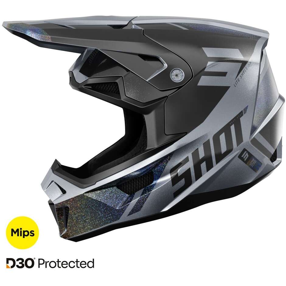 Casco Moto Cross Enduro Shot LITE ULTRA Grigio Perla