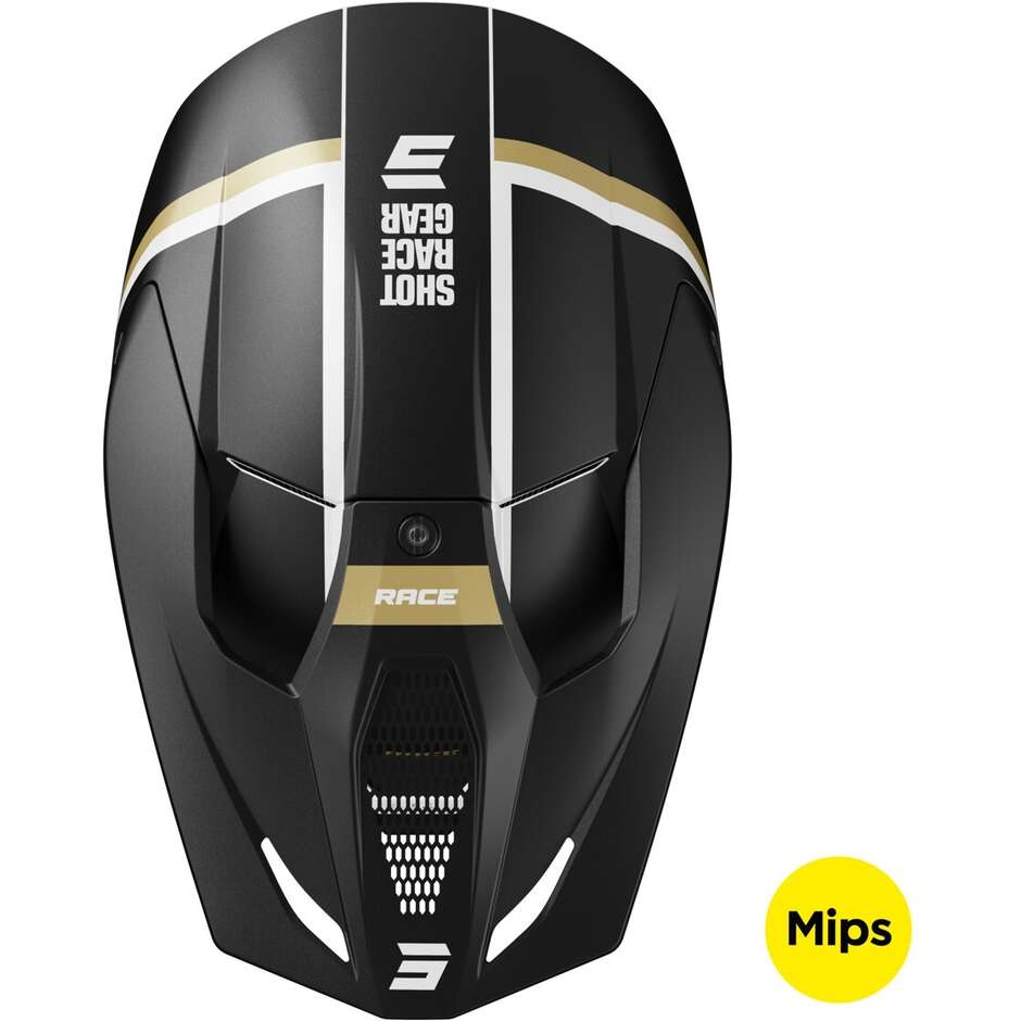 Casco Moto Cross Enduro Shot RACE MYTHIC Oro Nero Opaco