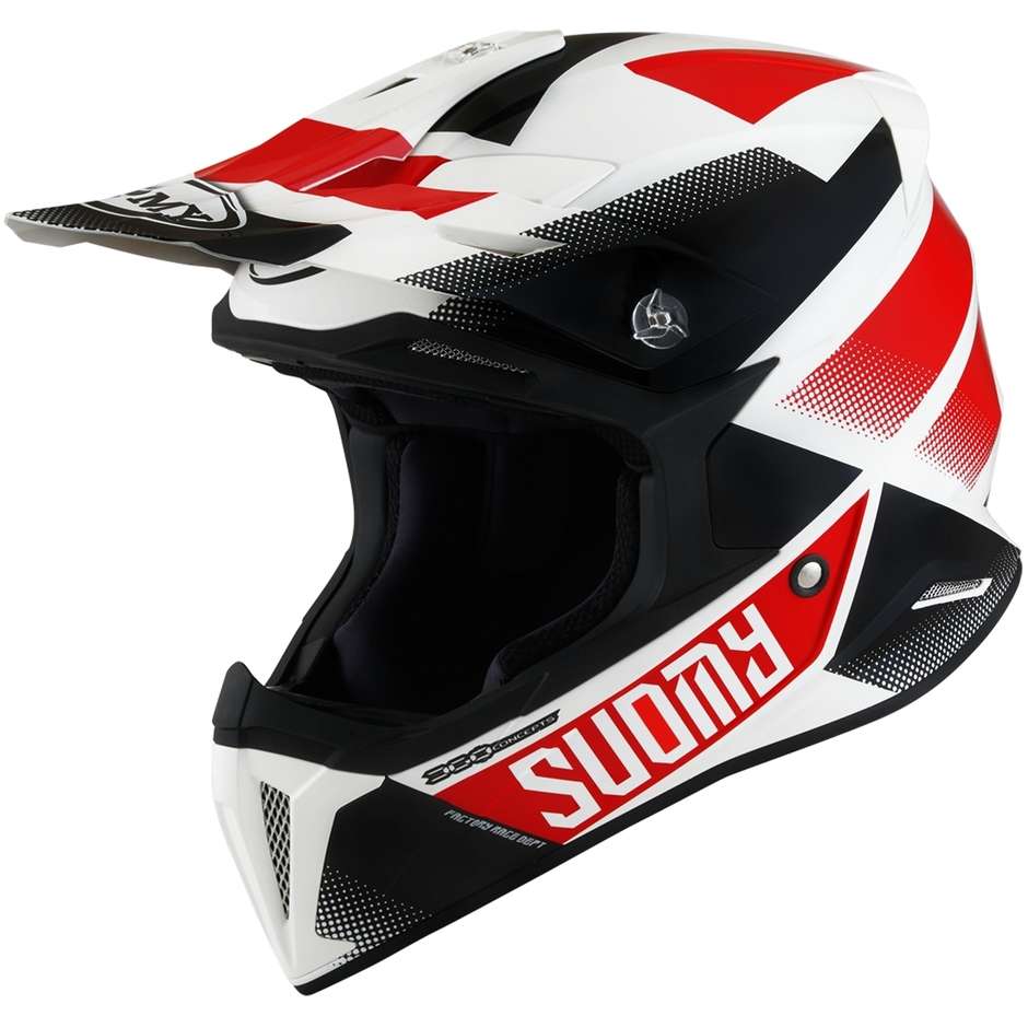 Casco Moto Cross Enduro Suomy X-WING GRIP Bianco Rosso