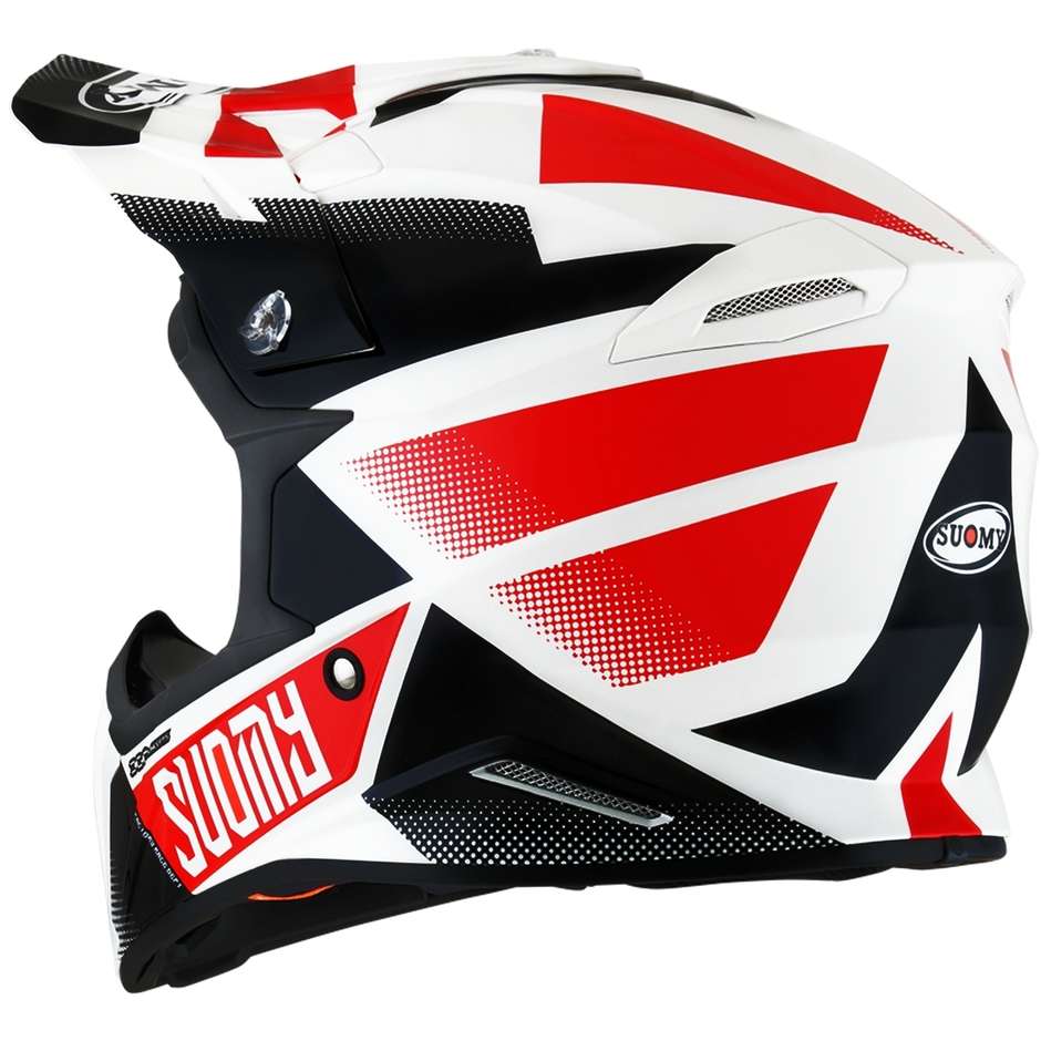Casco Moto Cross Enduro Suomy X-WING GRIP Bianco Rosso