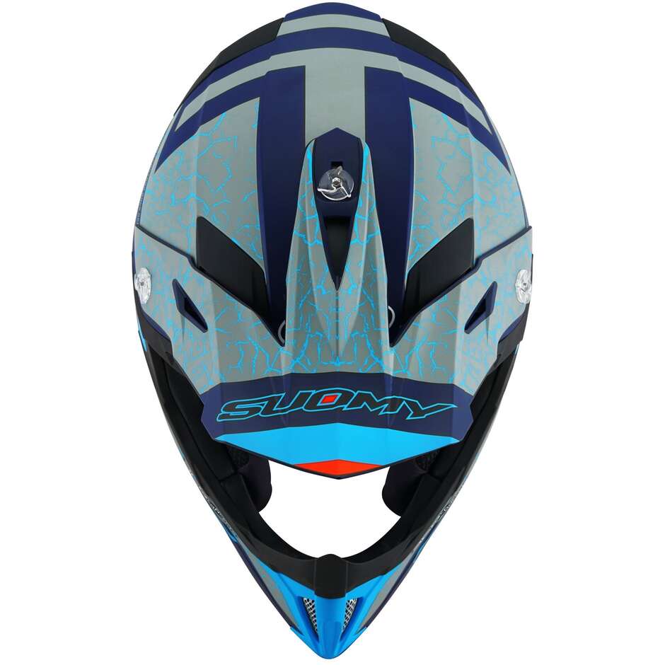 Casco moto Cross Enduro Suomy X-WING REEL Blu Opaco Fluo