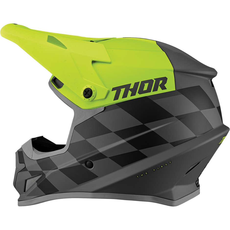 Casco Moto Cross Enduro Thor SECTOR BIRDROCK Grigio Acid