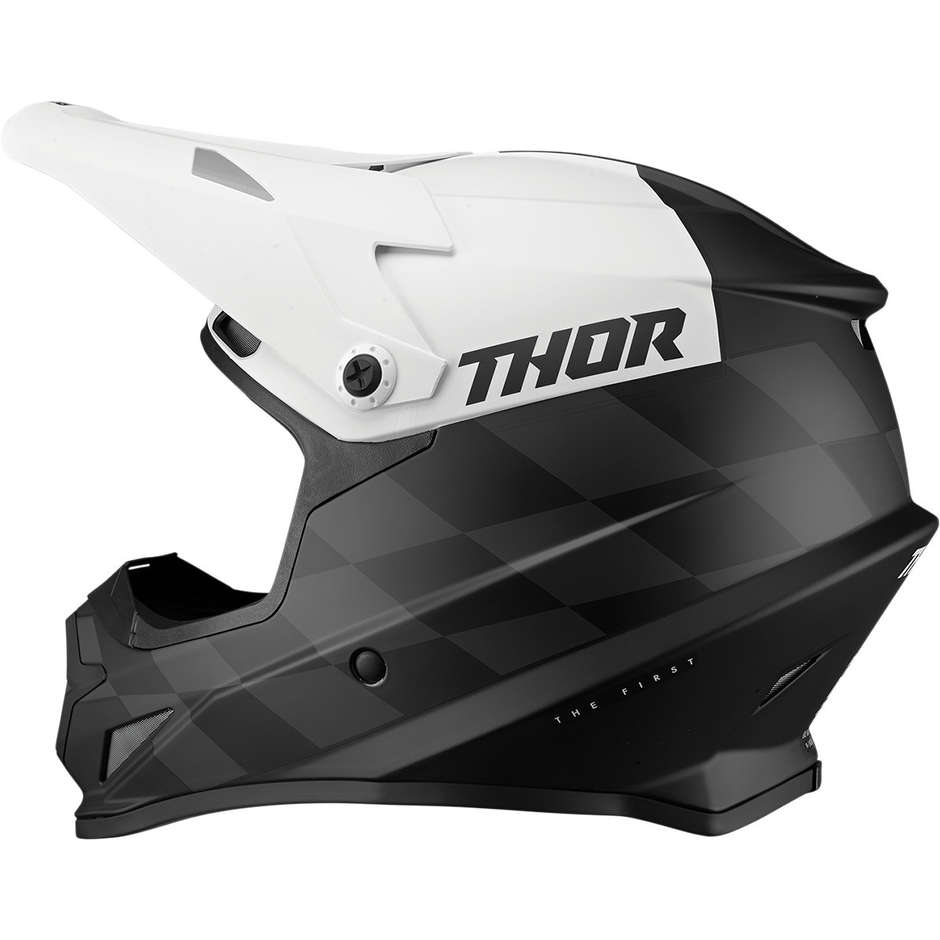 Casco Moto Cross Enduro Thor SECTOR BIRDROCK Nero Bianco