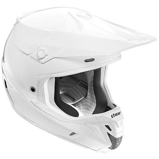 Casco Moto Cross Enduro Thor Verge Solid Helmet 2015 Bianco Lucido