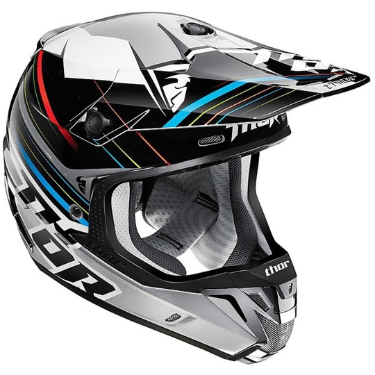 Casco Moto Cross Enduro Thor Verge Stack Helmet 2015 Nero Grigio