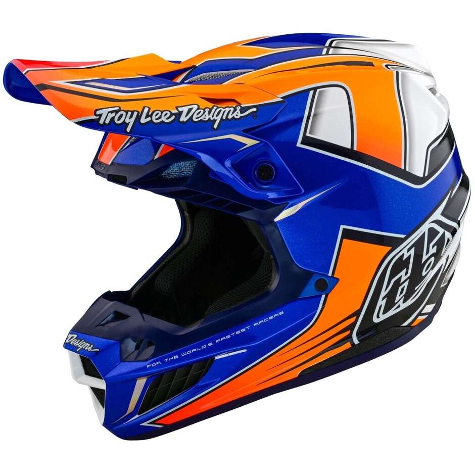 Casco Moto Cross Enduro Troy Lee Design SE5 ECE COMPOSITE EFIX Blu Arancio