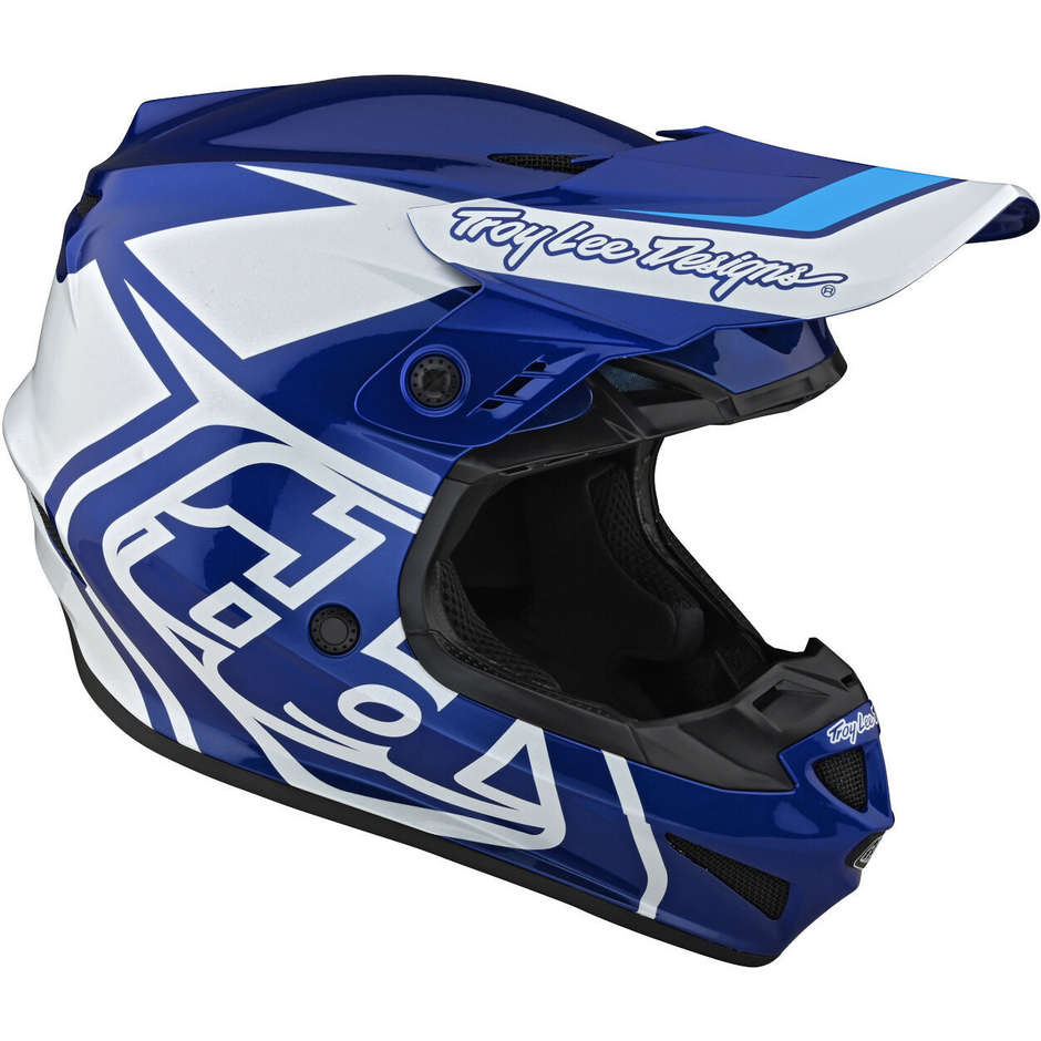 Casco Moto Cross Enduro Troy Lee Designs GP OVERLOAD Blu Bianco