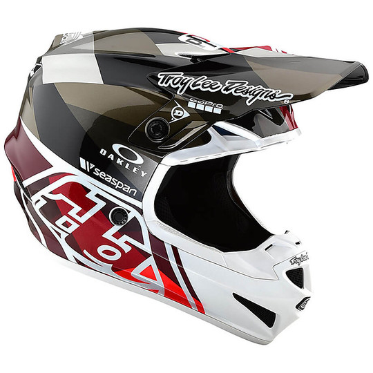 Casco Moto Cross Enduro Troy Lee Designs SE4 Polyacrylite JET Arancio Grigio