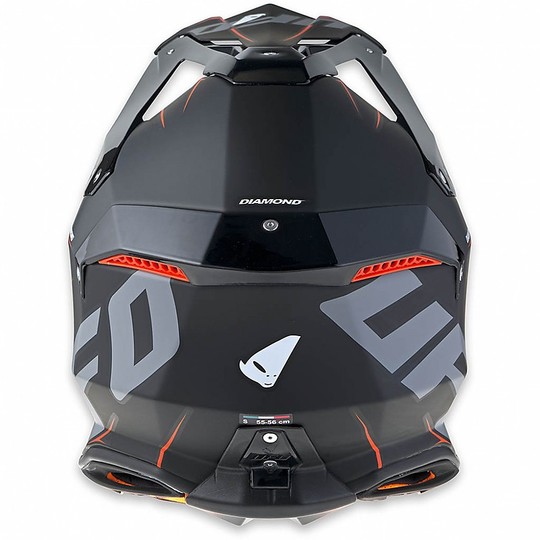 Casco Moto Cross Enduro UFO Black Diamond orange