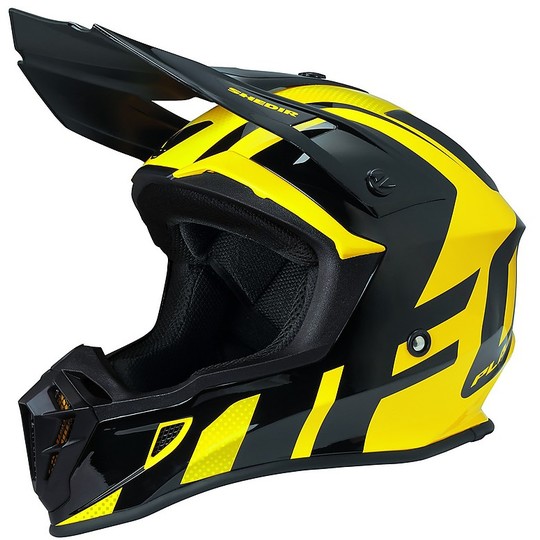 Casco Moto Cross Enduro Ufo QUIVER Nero Giallo