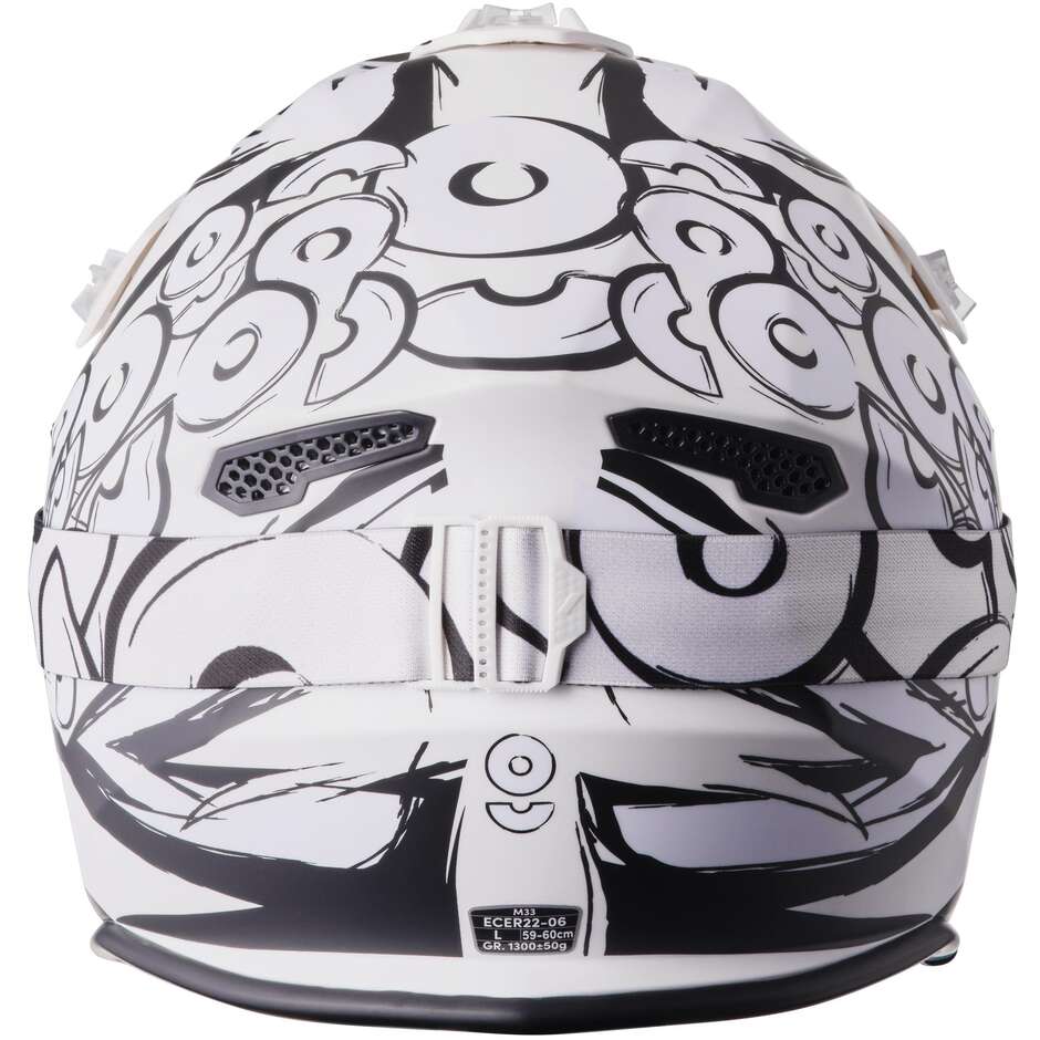 Casco Moto Cross GMS Fortis Graffi nero opaco bianco