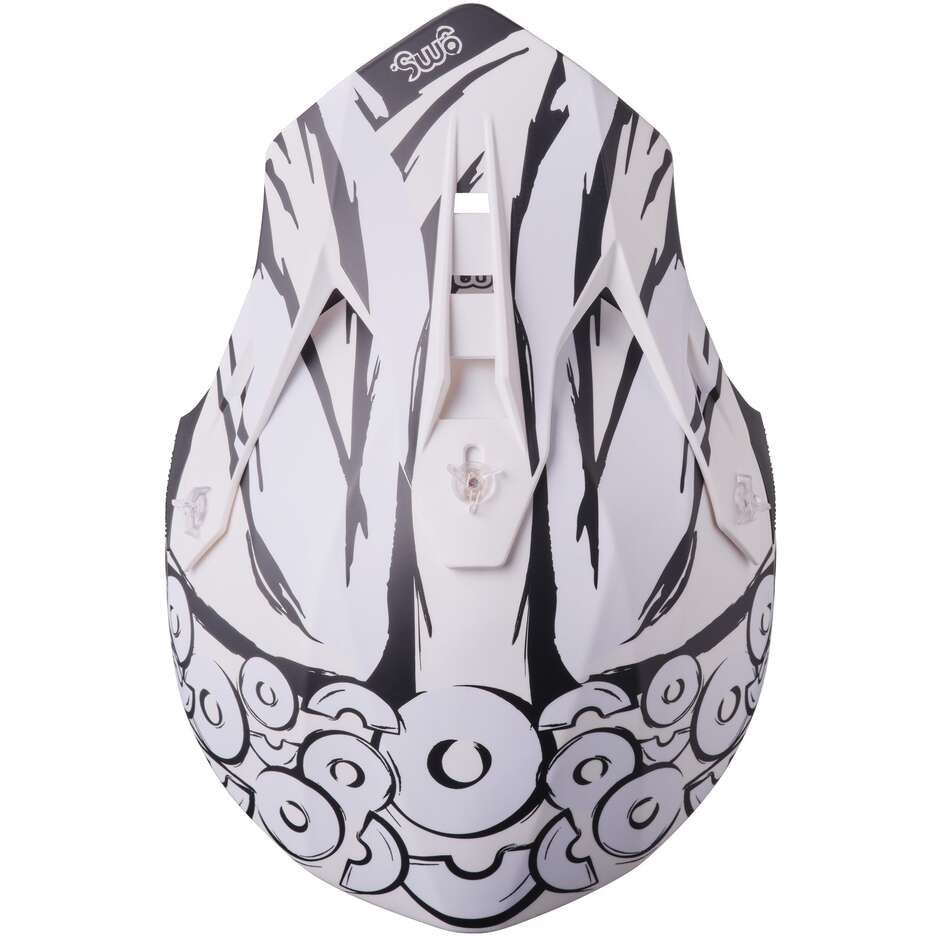 Casco Moto Cross GMS Fortis Graffi nero opaco bianco