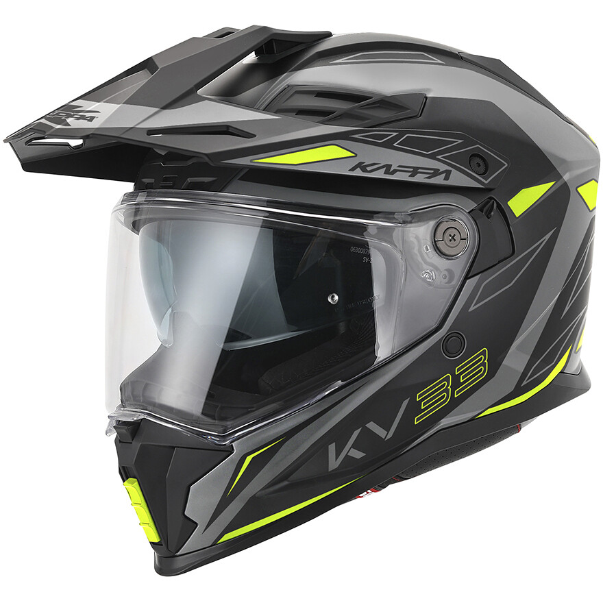 Casco Moto Cross Kappa KV33 WIZARD Grigio Nero Giallo Fluo