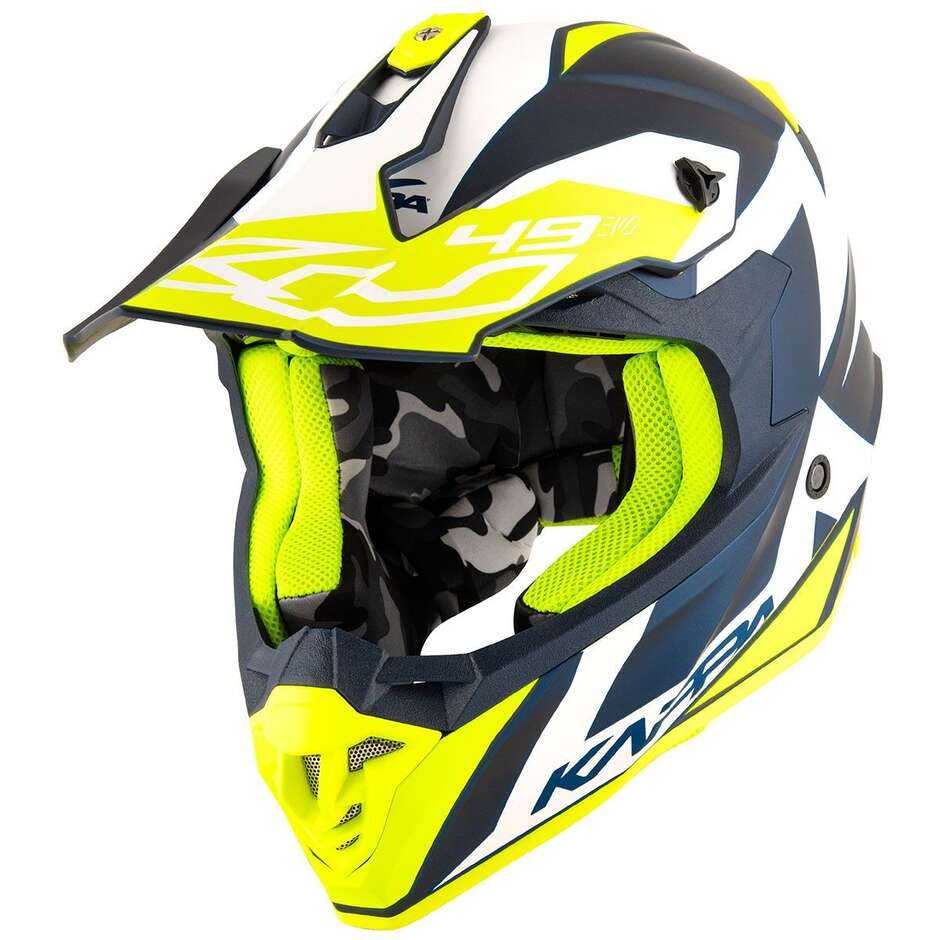 Casco Moto Cross Kappa KV49 R GREAT Nero Opaco Bianco