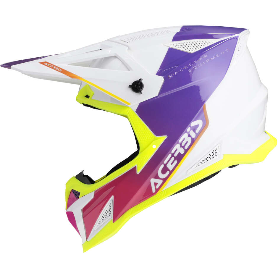 Casco Moto Cross OFFROAD T711 Bianco/Viola