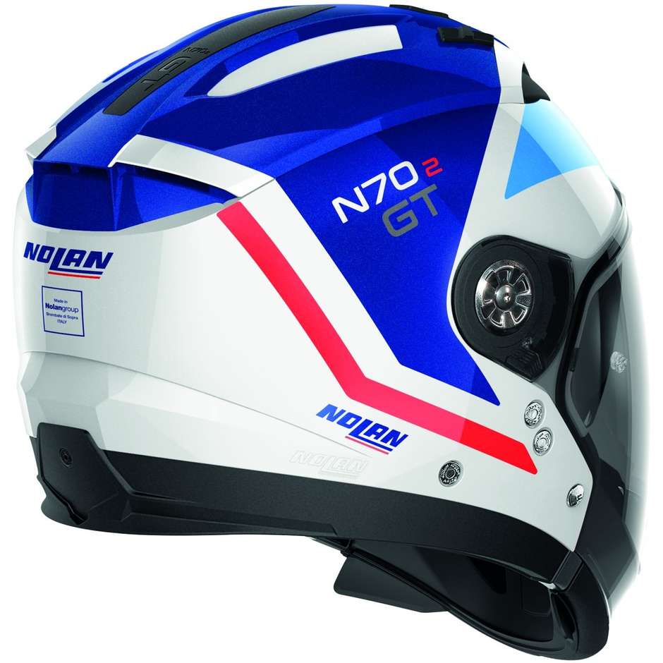 Casco Moto Demi Jet MPH Star – Visiera Lunga, Taglia M (56-57 Cm), Lucido Bianco Blu Rosso, Certificato ECE 22-06