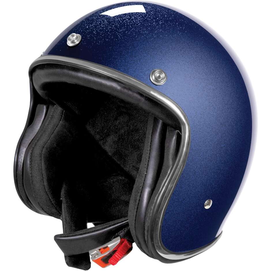 Casco Moto Custom Jet Stormer QUARTZ GLITTER Blu Navy Lucido