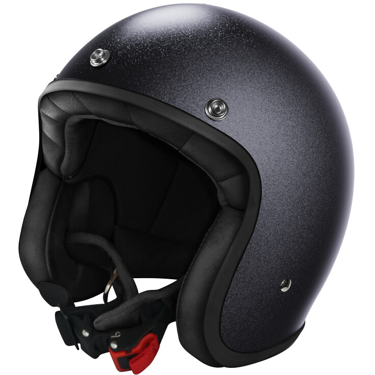 Casco Moto Custom Jet QUARTZ GLITTER Nero Opaco taglia XL