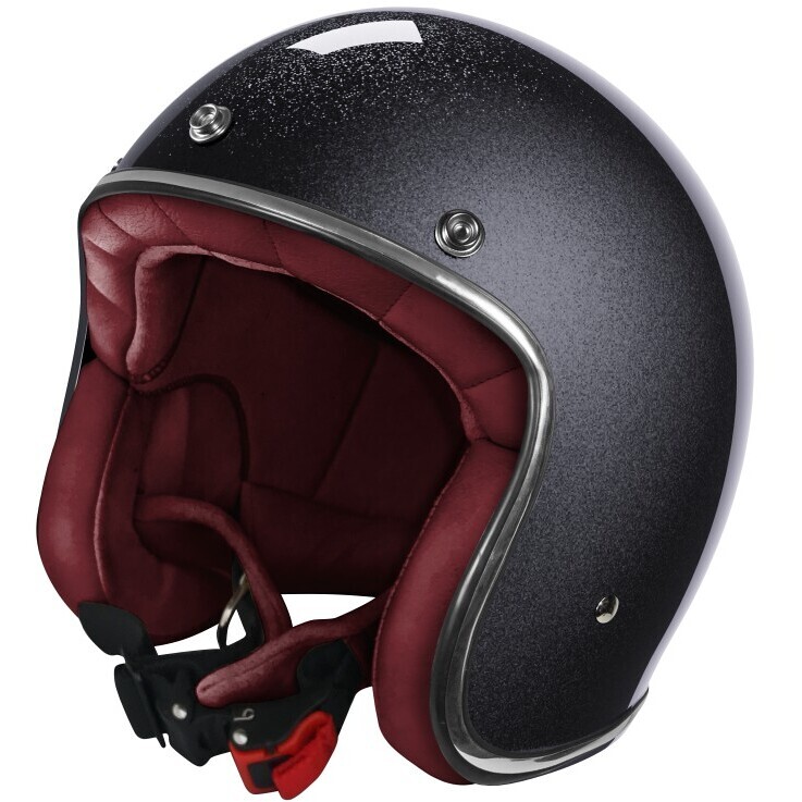 Casco Moto Custom Jet QUARTZ GLITTER Nero Perla taglia S
