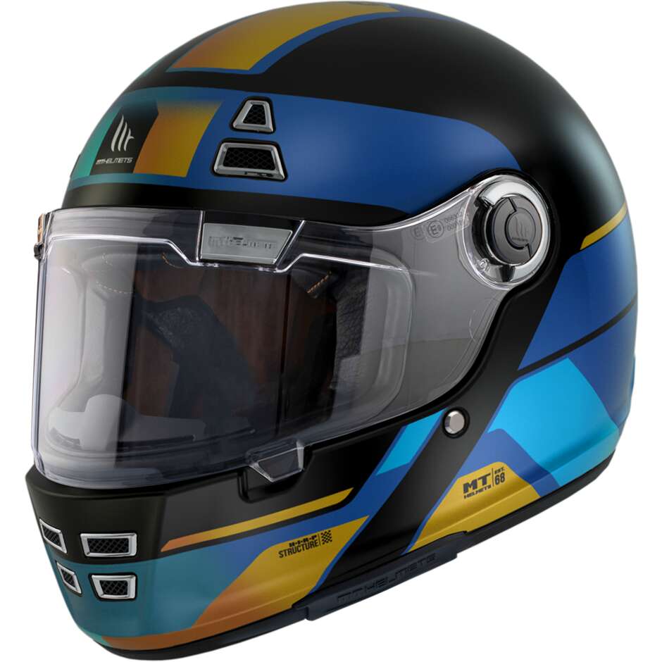 Casco Moto Custom Retro' Mt Helmets JARAMA 68Th C7 Blu Opaco