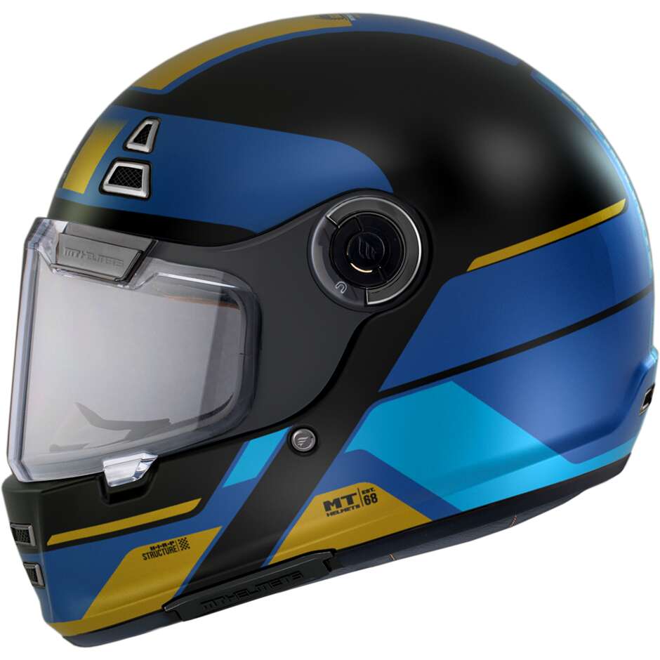Casco Moto Custom Retro' Mt Helmets JARAMA 68Th C7 Blu Opaco