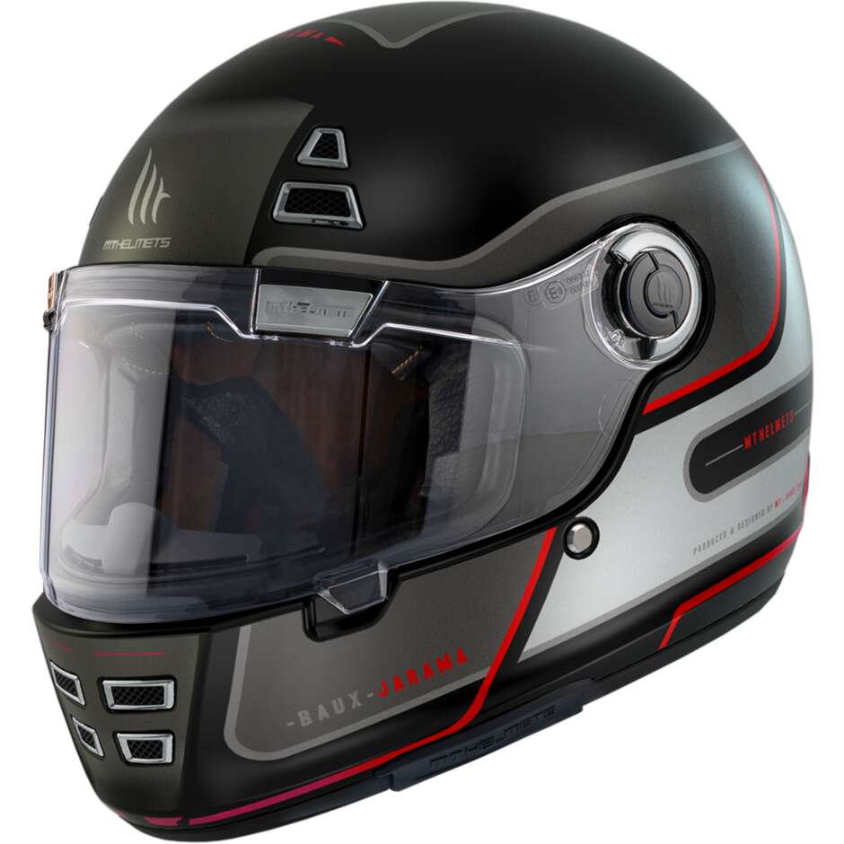 Casco Moto Custom Retro' Mt Helmets JARAMA BAUX E15 Rosso Opaco