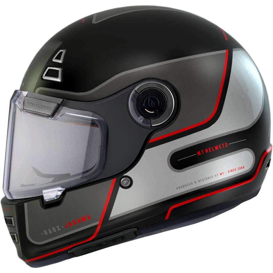 Casco Moto Custom Retro' Mt Helmets JARAMA BAUX E15 Rosso Opaco