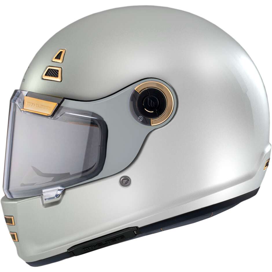 Casco Moto Custom Retro' Mt Helmets JARAMA SOLID A0 Bianco Lucido