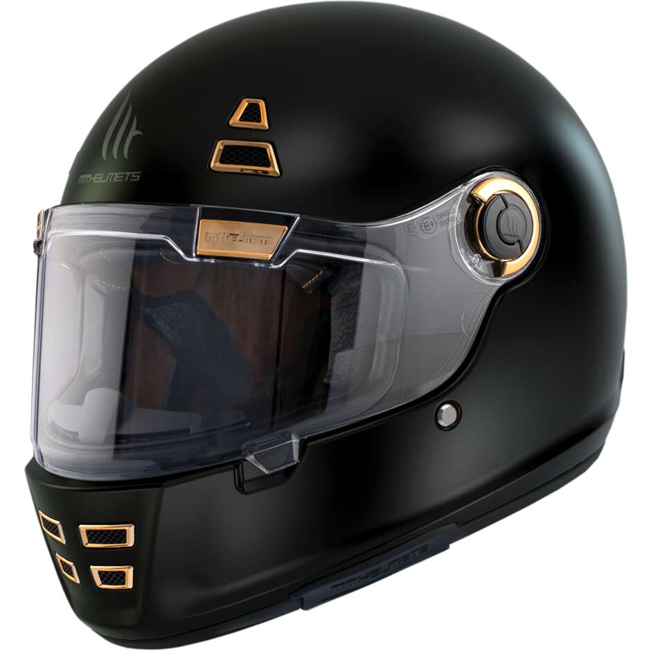 Casco Moto Custom Retro' Mt Helmets JARAMA SOLID A1 Nero Opaco