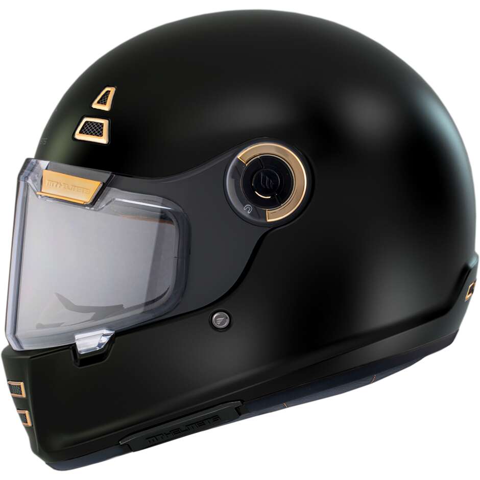 Casco Moto Custom Retro' Mt Helmets JARAMA SOLID A1 Nero Opaco