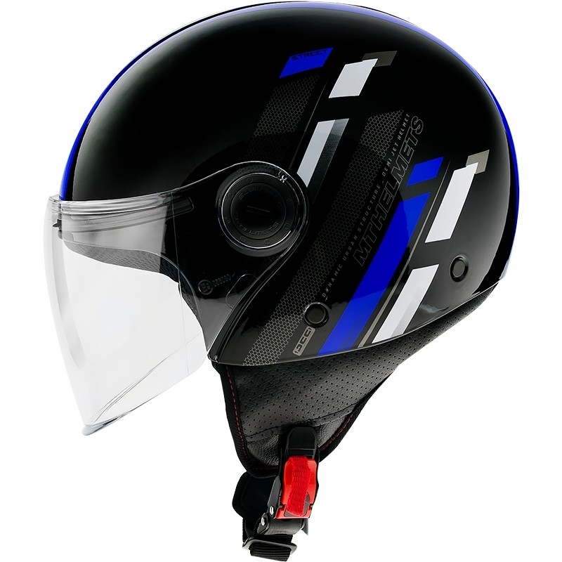 Casco Moto Demi-Jet Mt Helmet Street SCOPE D7 Blu Lucido
