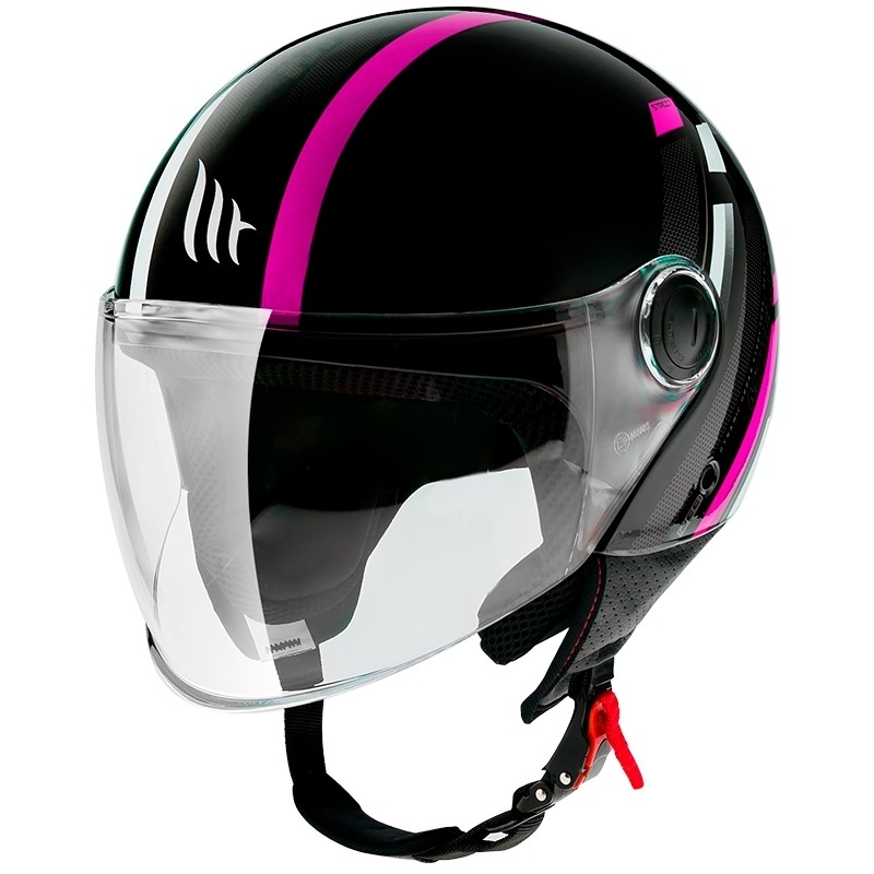 Casco Moto Demi-Jet Mt Helmet Street SCOPE D8 Nero Rosa Fluo