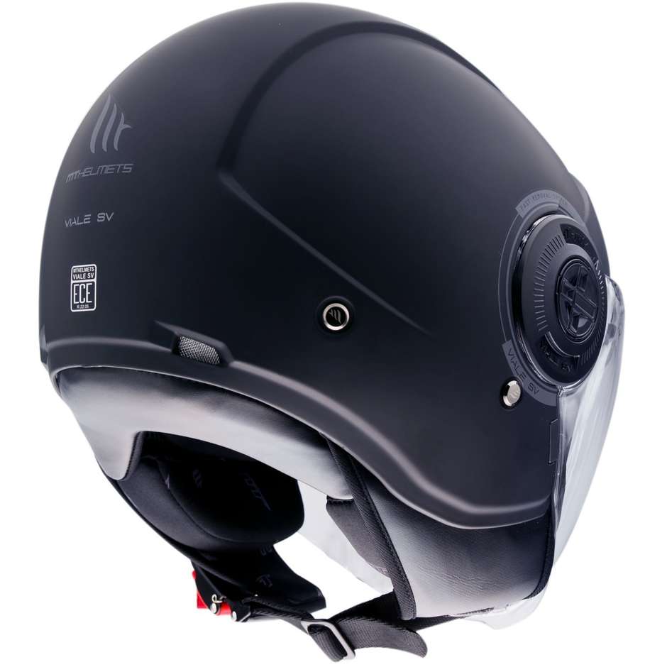 Casco Moto Demi-Jet Mt Helmet VIALE Sv Solid A1 Nero Opaco