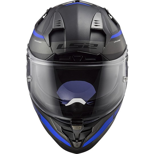 Casco Moto In Fibra HPFC LS2 FF327 CHALLENGER Fusion Titanio Blu