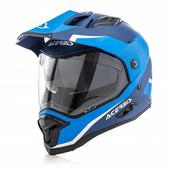 Casco Moto in Fibra Off Road Acerbis REACTIVE Azzurro Blu