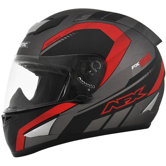 Casco Moto Integrale AFX Airstrike Frost Grey Rosso