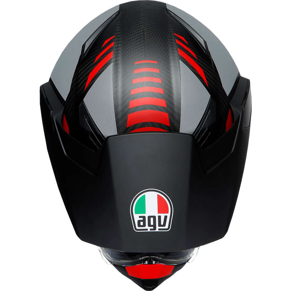 Casco Moto Integrale Agv AX9 REFRACTIVE ADV Opaco Carbonio Rosso