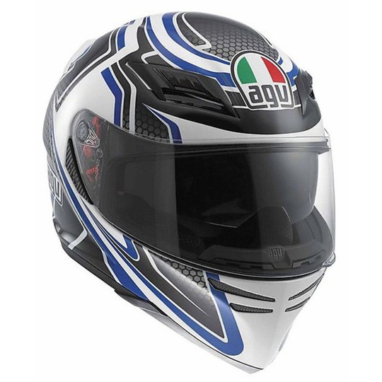 Casco Moto Integrale AGV Horizon Multi Racer Bianco-Carbon-Blu