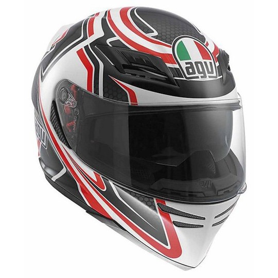 Casco Moto Integrale AGV Horizon Multi Racer Bianco-Carbon-Rosso