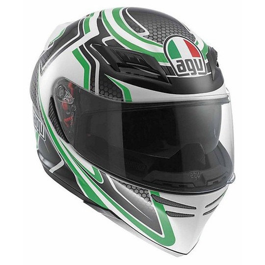 Casco Moto Integrale AGV Horizon Multi Racer Bianco-Carbon-Verde