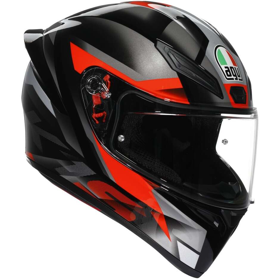 Casco Moto Integrale K1 S FASTLAP Nero Grigio Rosso taglia XL
