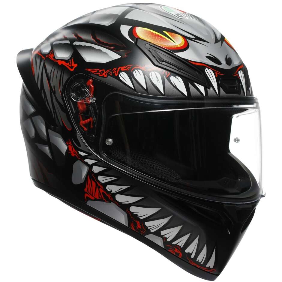 Casco Moto Integrale Agv  K1 S  LYZARD Opaco Nero Grigio Rosso