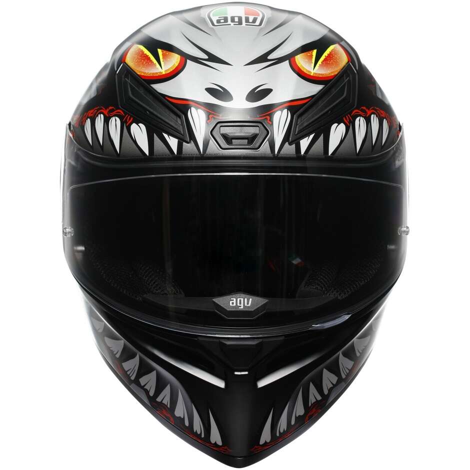 Casco Moto Integrale Agv  K1 S  LYZARD Opaco Nero Grigio Rosso