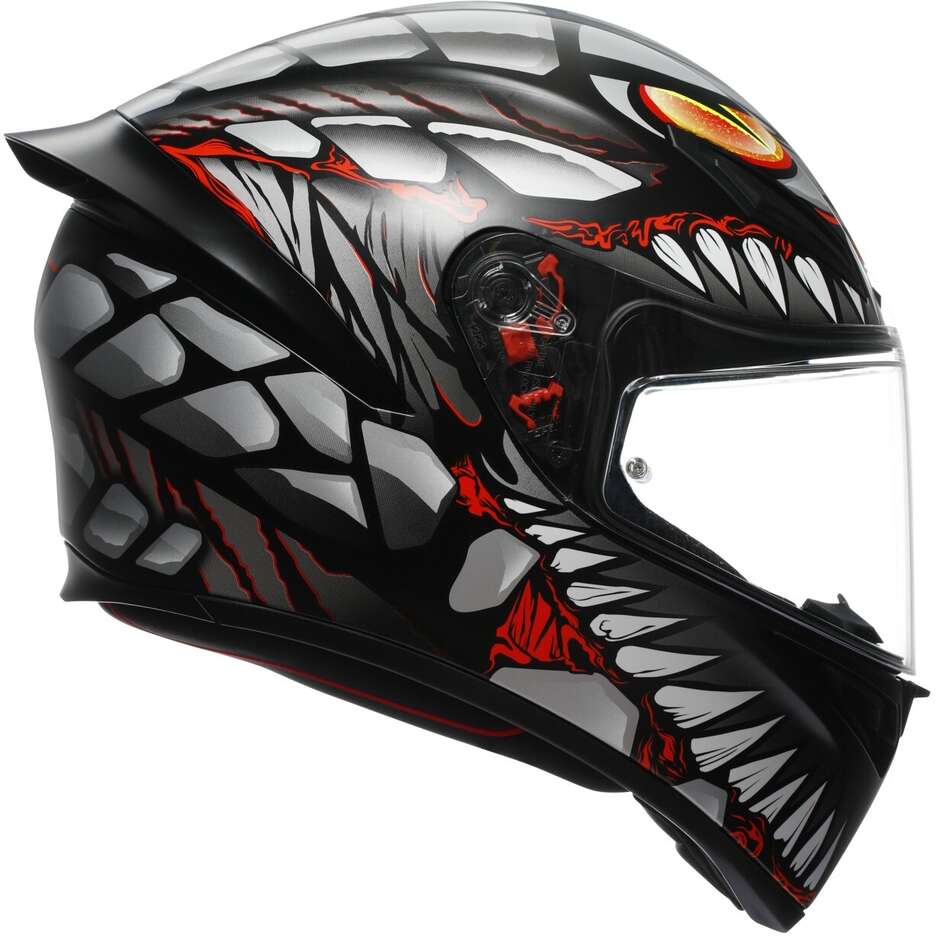 Casco Moto Integrale Agv  K1 S  LYZARD Opaco Nero Grigio Rosso