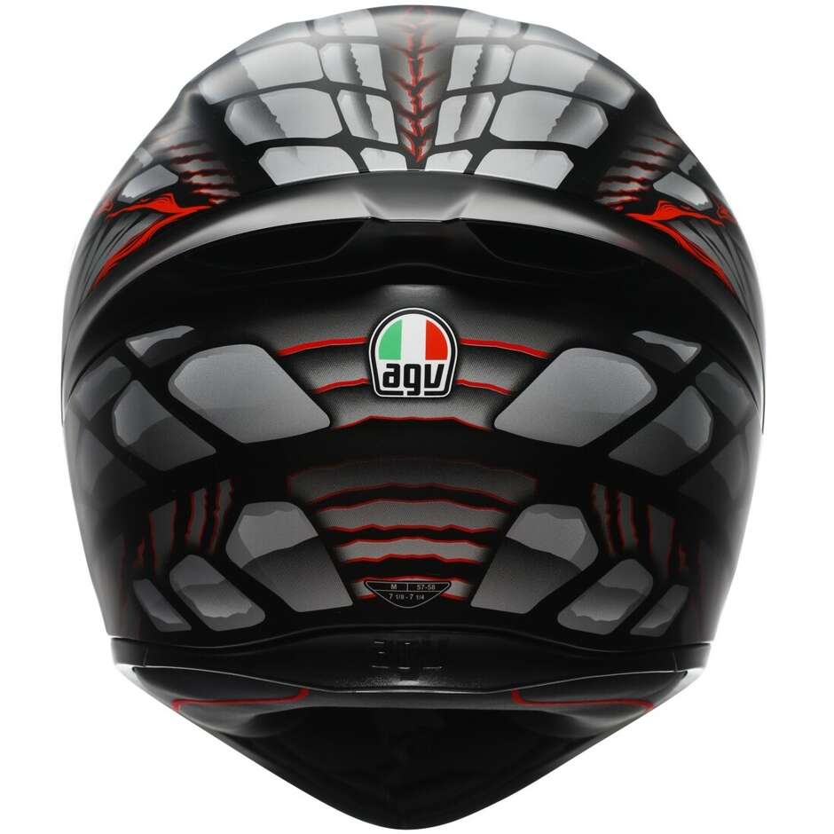 Casco Moto Integrale Agv  K1 S  LYZARD Opaco Nero Grigio Rosso
