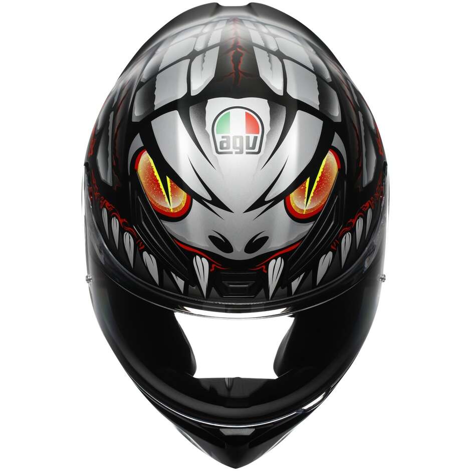 Casco Moto Integrale Agv  K1 S  LYZARD Opaco Nero Grigio Rosso