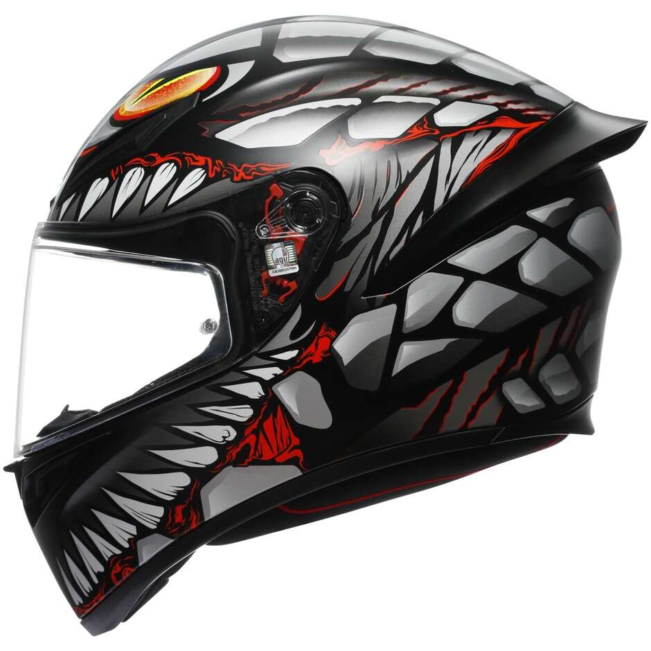 Casco Moto Integrale Agv K1 S LYZARD Opaco Nero Grigio Rosso