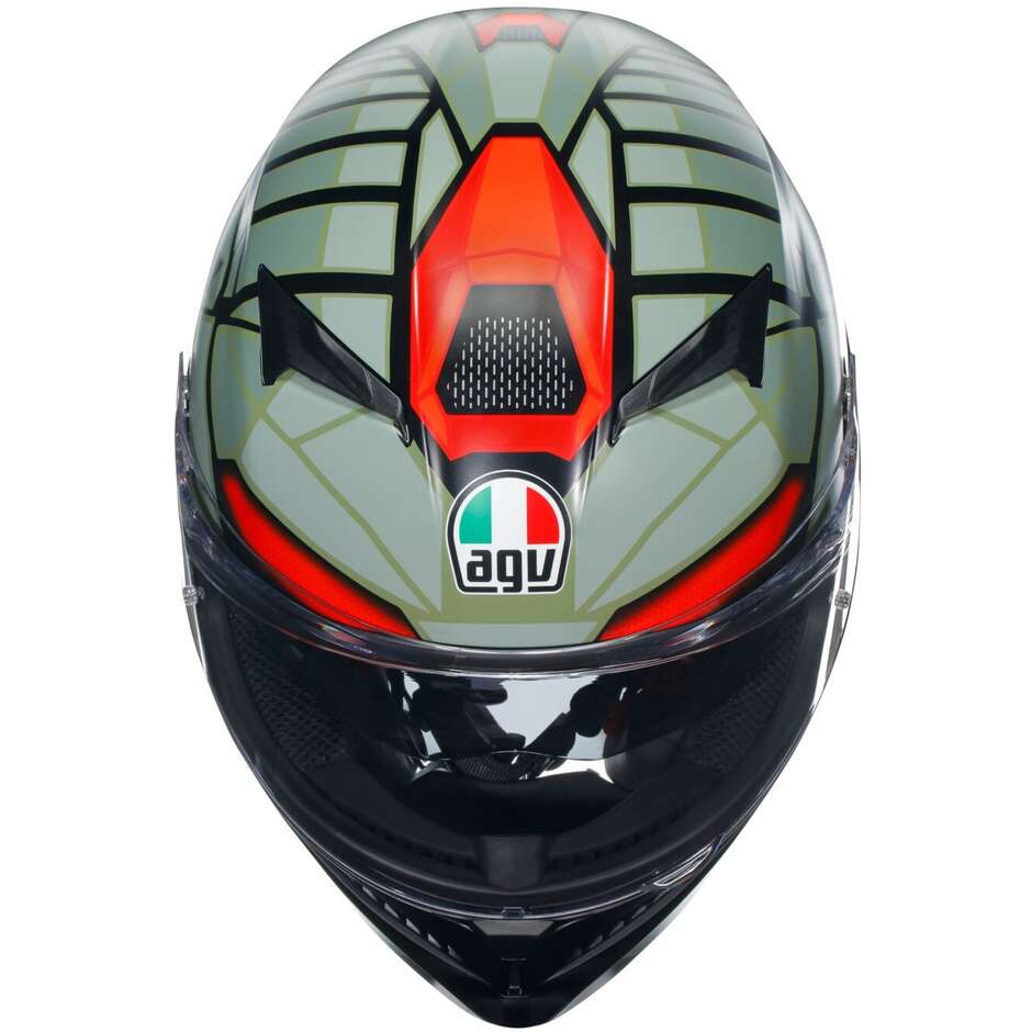 Casco Moto Integrale Agv K3 DECEPT Opaco Nero Verde Rosso