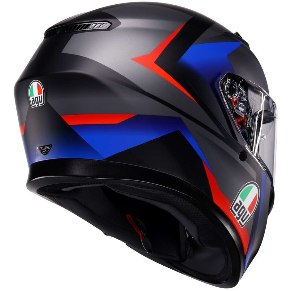 Casco Moto Integrale Agv K3 STRIGA Opaco Nero Blu Rosso